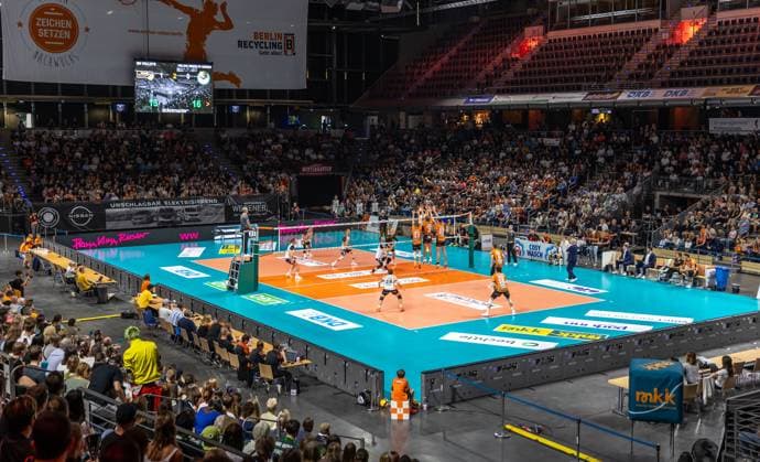 21 09 2024, Berlin, Volleyball 1 Bundesliga, Men, 1 Matchday, BR Volleys Helios Grizzlys Giesen, Max Schmeling Halle View into the hall BR Volleys Helios Grizzlys Giesen