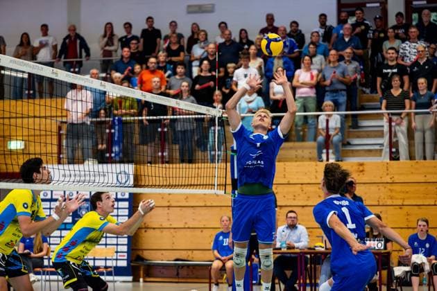 21 09 2024, GER, Volleyball, 2 BL Maenner Sued, Season 2024 2025, 1 Matchday, Blue Volleys Gotha TSV Mimmenhausen Hannes Krochmann Blue Volleys Gotha 99867 Gotha Sporthalle Sportanlage Ernesti Thüringen Germany
