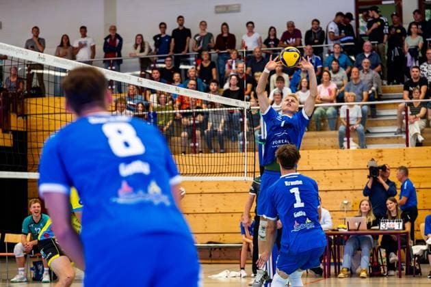 21 09 2024, GER, Volleyball, 2 BL Maenner Sued, Season 2024 2025, 1 Matchday, Blue Volleys Gotha TSV Mimmenhausen Hannes Krochmann Blue Volleys Gotha 99867 Gotha Sporthalle Sportanlage Ernesti Thüringen Germany