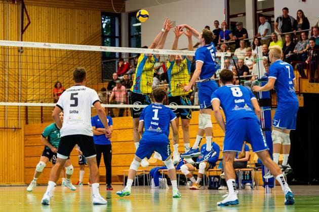 21 09 2024, GER, Volleyball, 2 BL Maenner Sued, Season 2024 2025, 1 Matchday, Blue Volleys Gotha TSV Mimmenhausen Erik Niederluecke Blue Volleys Gotha 99867 Gotha Sporthalle Sportanlage Ernesti Thüringen Germany