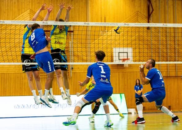 21 09 2024, GER, Volleyball, 2 BL Maenner Sued, Season 2024 2025, 1 Matchday, Blue Volleys Gotha TSV Mimmenhausen Dominik Duchac Blue Volleys Gotha 99867 Gotha Sporthalle Sportanlage Ernesti Thüringen Germany