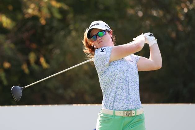 CINCINNATI, OH - SEPTEMBER 21: LPGA, Golf Damen player Leonia Maguire plays her tee shot on the 8th hole during the third round of the Kroger Queen City Championship presented by P&G on September 21, 2024, at TPC River™s Bend in Cincinnati, Ohio. (Photo by Brian Spurlock Icon Sportswire) GOLF: SEP 21 LPGA Kroger Queen City Championship pres by P&G EDITORIAL USE ONLY Icon24092145
