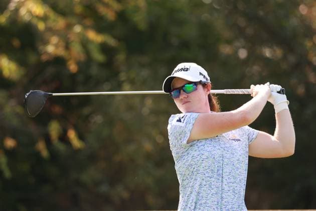 CINCINNATI, OH - SEPTEMBER 21: LPGA, Golf Damen player Leonia Maguire plays her tee shot on the 8th hole during the third round of the Kroger Queen City Championship presented by P&G on September 21, 2024, at TPC River™s Bend in Cincinnati, Ohio. (Photo by Brian Spurlock Icon Sportswire) GOLF: SEP 21 LPGA Kroger Queen City Championship pres by P&G EDITORIAL USE ONLY Icon24092146