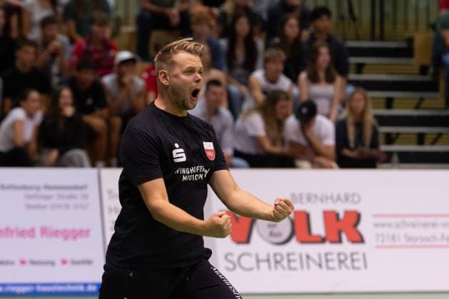 Jan Scheuermann TV Rottenburg, Coach , gestures, cheers, joy GER, TV Rottenburg vs TSV Grafing, Volleyball, Men, 2 Bundesliga, Season 24 25, 21 09 2024, GER, TV Rottenburg vs TSV Grafing, Volleyball, Men, 2 Bundesliga, Season 24 25, 21 09 2024 Rottenburg Copyright: xEibner-Pressefoto WolfgangxFrankx EP_WFK