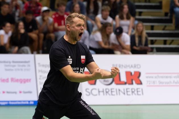 Jan Scheuermann TV Rottenburg, Coach , gestures, cheers, joy GER, TV Rottenburg vs TSV Grafing, Volleyball, Men, 2 Bundesliga, Season 24 25, 21 09 2024, GER, TV Rottenburg vs TSV Grafing, Volleyball, Men, 2 Bundesliga, Season 24 25, 21 09 2024 Rottenburg Copyright: xEibner-Pressefoto WolfgangxFrankx EP_WFK