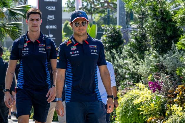 MARINA BAY, SINGAPORE: Sergio Perez, racing for the Red Bull Racing team during the 2024 Formula 1 Singapore Grand Prix at the Marina Bay Street Circuit in Marina Bay, Singapore