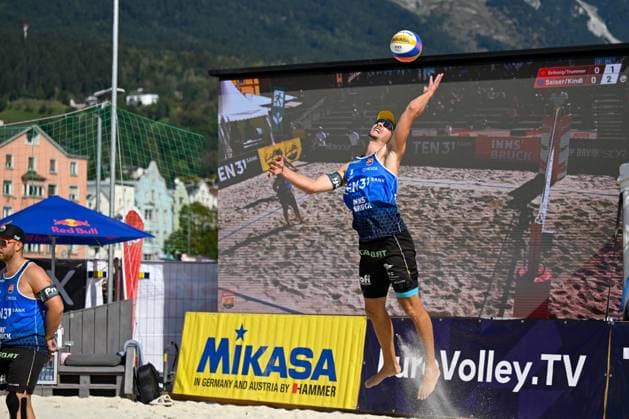 BEACHVOLLEYBALL - MEVZA Beach Event INNSBRUCK,AUSTRIA,22.SEP.24 - Beach volleyball, Beachvolleyball - MEVZA Beach Event. Image shows Mathias Seiser (AUT).  GEPAxpictures xDanielxSchoenherr