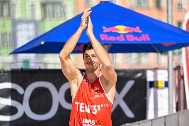 BEACHVOLLEYBALL - MEVZA Beach Event INNSBRUCK,AUSTRIA,22.SEP.24 - Beach volleyball, Beachvolleyball - MEVZA Beach Event. Image shows Maximilian Trummer (AUT).  GEPAxpictures xDanielxSchoenherr