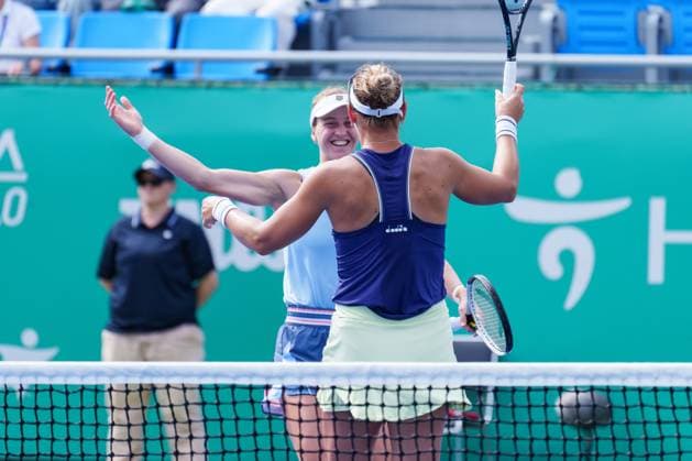 2024 WTA, Tennis Damen tennis Hana Bank Korea Open SEOUL, SOUTH KOREA, SEP 22: Liudmila Samsonova (Russia), Nicole Melichar-Martinez (UNITED STATES) during WTA Tour tennis Hana Bank Korea Open Doubles final at the seoul olympic park tennis center in Seoul, South Korea, on September 22, 2024. Seoul the Seoul Olympic Park Tennis Ce South Korea 8112_280401 Copyright: xStevexChoxKyewoong PentaxPressx