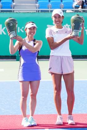 2024 WTA, Tennis Damen tennis Hana Bank Korea Open SEOUL, SOUTH KOREA, SEP 22: Miyu Kato (JAPAN), Shuai Zhang (CHINA) during WTA Tour tennis Hana Bank Korea Open Doubles final at the seoul olympic park tennis center in Seoul, South Korea, on September 22, 2024. Seoul the Seoul Olympic Park Tennis Ce South Korea 8112_280411 Copyright: xStevexChoxKyewoong PentaxPressx