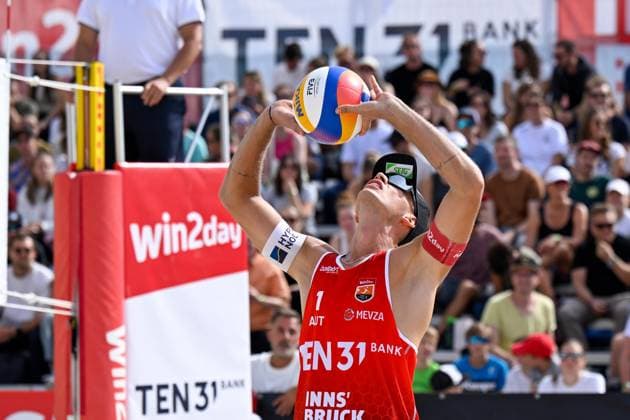 BEACHVOLLEYBALL - MEVZA Beach Event INNSBRUCK,AUSTRIA,22.SEP.24 - Beach volleyball, Beachvolleyball - MEVZA Beach Event. Image shows Paul Pascariuc (AUT).  GEPAxpictures xDanielxSchoenherr