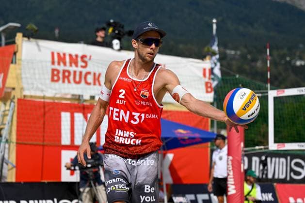 BEACHVOLLEYBALL - MEVZA Beach Event INNSBRUCK,AUSTRIA,22.SEP.24 - Beach volleyball, Beachvolleyball - MEVZA Beach Event. Image shows Florian Schnetzer (AUT).  GEPAxpictures xDanielxSchoenherr