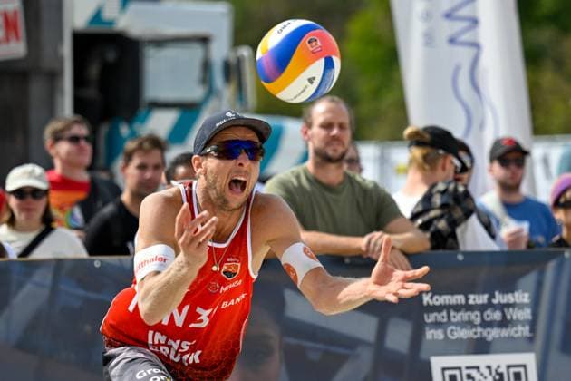 BEACHVOLLEYBALL - MEVZA Beach Event INNSBRUCK,AUSTRIA,22.SEP.24 - Beach volleyball, Beachvolleyball - MEVZA Beach Event. Image shows Florian Schnetzer (AUT).  GEPAxpictures xDanielxSchoenherr