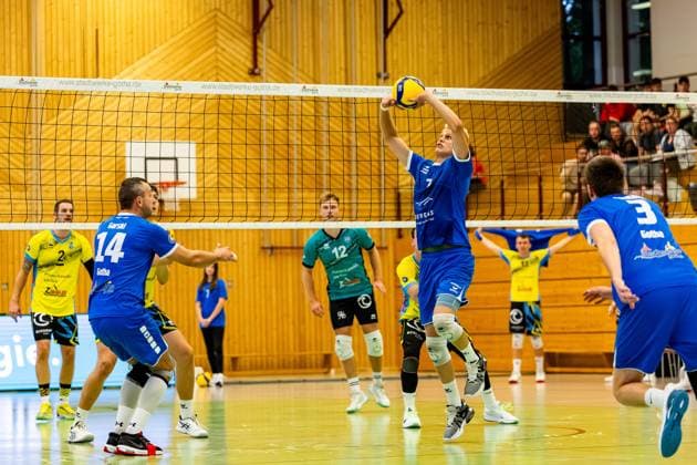 21 09 2024, GER, Volleyball, 2 BL Maenner Sued, Season 2024 2025, 1 Matchday, Blue Volleys Gotha TSV Mimmenhausen Hannes Krochmann Blue Volleys Gotha 99867 Gotha Sporthalle Sportanlage Ernesti Thüringen Germany