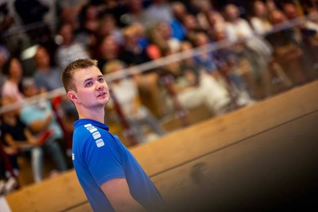 21 09 2024, GER, Volleyball, 2 BL Maenner Sued, Season 2024 2025, 1 Matchday, Blue Volleys Gotha TSV Mimmenhausen Robert Werner Blue Volleys Gotha 99867 Gotha Sporthalle Sportanlage Ernesti Thüringen Germany