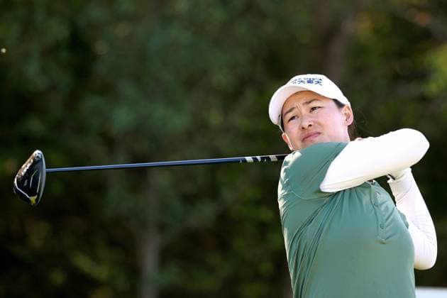 CINCINNATI, OH - SEPTEMBER 22: LPGA, Golf Damen golfer Min Lee plays her tee shot on the 8th hole during the final round of the Kroger Queen City Championship presented by P&G on September 22, 2024, at TPC River™s Bend in Cincinnati, Ohio. (Photo by Brian Spurlock Icon Sportswire) GOLF: SEP 22 LPGA Kroger Queen City Championship pres by P&G EDITORIAL USE ONLY Icon24092212