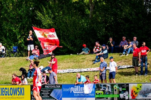 22 09 2024, Football, 2 Womens Bundesliga, 2024 2025, SG 99 Andernach 1 FC Union Berlin Supporters of Union Berlin Andernach Stadium Rhineland-Palatinate Germany