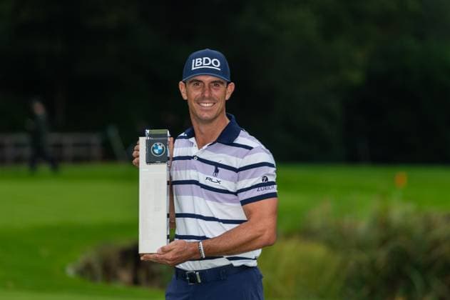 Billy Horschel of the USA with his winners trophy after victory in the BMW PGA, Golf Herren Championship at the Wentworth Golf Club, Virginia Water, England on 22 September 2024. Copyright: xGrantxWinterx 41780510
