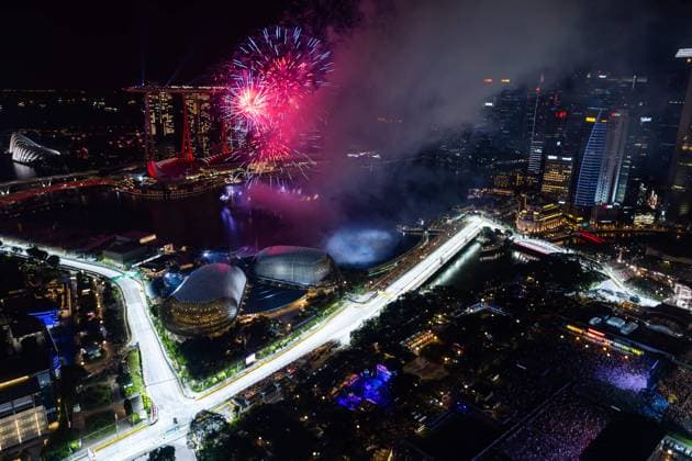 illustration track, piste, fireworks during the Formula 1 Singapore Grand Prix 2024, 18th round of the 2024 Formula One World Championship, WM, Weltmeisterschaft from September 20 to 22, 2024 on the Marina Bay Circuit, in Singapore, Singapore - F1 - SINGAPORE GRAND PRIX 2024 DPPI Panoramic  240922_R18_SINGAPORE_DP_AV3_7514
