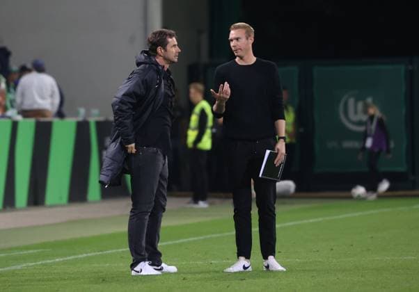 Women VfL Wolfsburg vs 1 FC Köln Wolfsburg, 22 09 2024, Football, Women, Season 24 25, Google Pixel Bundesliga, Matchday 3, VfL Wolfsburg vs 1 FC Köln, Picture shows Ralf Kellermann and VfL Coach Tommy Stroot Wolfsburg