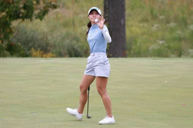 CINCINNATI, OH - SEPTEMBER 22: LPGA, Golf Damen golfer Lydia Ko reacts after winning the Kroger Queen City Championship presented by P&G on September 22, 2024, at TPC River™s Bend in Cincinnati, Ohio. (Photo by Brian Spurlock Icon Sportswire) GOLF: SEP 22 LPGA Kroger Queen City Championship pres by P&G EDITORIAL USE ONLY Icon24092293