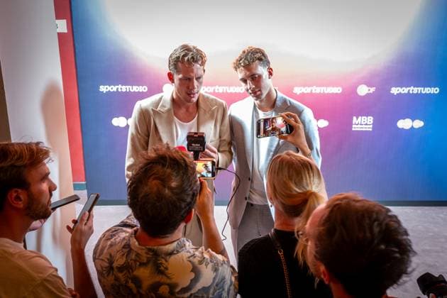 Basketball Berlin 24 09 2024 Premiere of the 4-part documentary series by Thomas Pletzinger and Timon Modersohn both not in the picture The Wagner Brothers at the Colosseum Filmtheater in Prenzlauer Berg Franz Wagner and Moritz Wagner