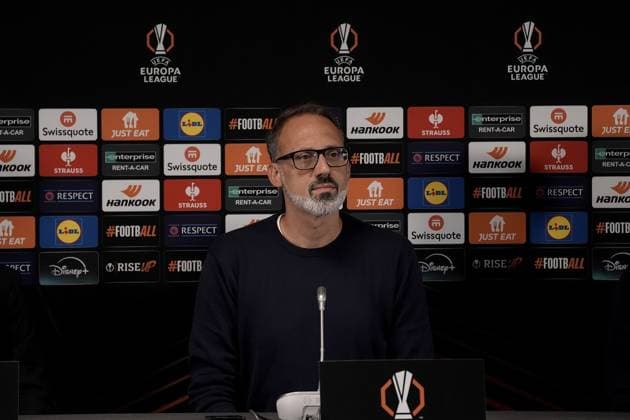 Europa League, FC Midtjylland vs TSG 1899 Hoffenheim 24 09 2024, MCH Arena, Herning, Europa League, FC Midtjylland vs TSG 1899 Hoffenheim , in the picture press conference with coach Pellegrino Matarazzo Hoffenheim and Jacob Bruun Larsen Hoffenheim Herning MCH Arena Denmark ,EDITORIAL USE ONLY