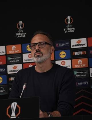 Europa League, FC Midtjylland vs TSG 1899 Hoffenheim 24 09 2024, MCH Arena, Herning, Europa League, FC Midtjylland vs TSG 1899 Hoffenheim , in the picture press conference with coach Pellegrino Matarazzo Hoffenheim and Jacob Bruun Larsen Hoffenheim Herning MCH Arena Denmark ,EDITORIAL USE ONLY