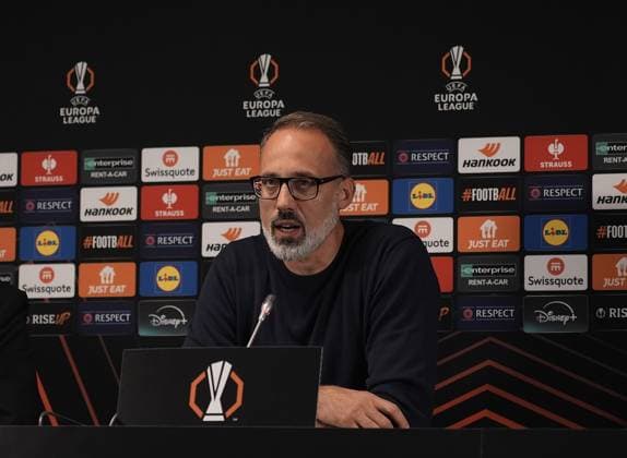 Europa League, FC Midtjylland vs TSG 1899 Hoffenheim 24 09 2024, MCH Arena, Herning, Europa League, FC Midtjylland vs TSG 1899 Hoffenheim , in the picture press conference with coach Pellegrino Matarazzo Hoffenheim and Jacob Bruun Larsen Hoffenheim Herning MCH Arena Denmark ,EDITORIAL USE ONLY