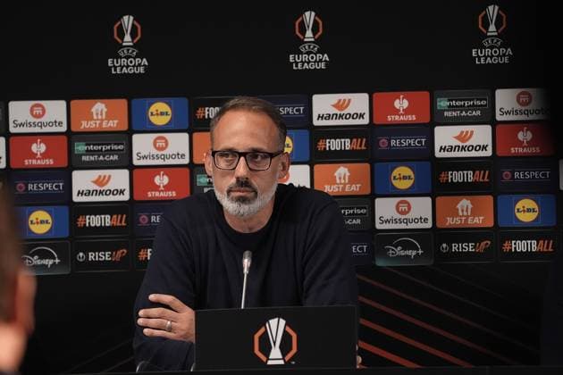 Europa League, FC Midtjylland vs TSG 1899 Hoffenheim 24 09 2024, MCH Arena, Herning, Europa League, FC Midtjylland vs TSG 1899 Hoffenheim , in the picture press conference with coach Pellegrino Matarazzo Hoffenheim and Jacob Bruun Larsen Hoffenheim Herning MCH Arena Denmark ,EDITORIAL USE ONLY