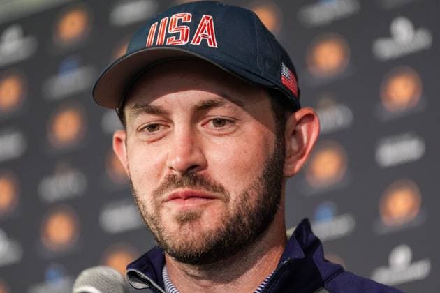 September 24, 2024, Montreal, Quebec, USA: Patrick Cantlay speaks to the media at a press conference, PK, Pressekonferenz before the 2024 Presidents Cup at The Royal Montreal Golf Club. Montreal USA - ZUMAw109 20240924_fap_w109_001 Copyright: xDebbyxWongx
