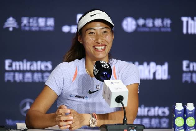 BEIJING, CHINA - SEPTEMBER 24: Zheng Qinwen of China talks to the media on day two of 2024 China Open at National Tennis Center on September 24, 2024 in Beijing, China.  Copyright: xVCGx 111519844573