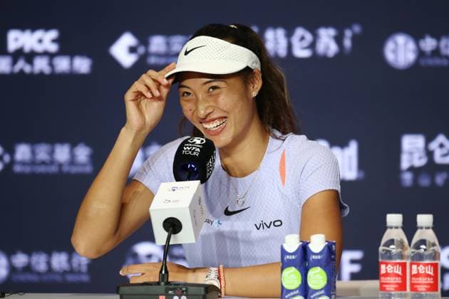 BEIJING, CHINA - SEPTEMBER 24: Zheng Qinwen of China talks to the media on day two of 2024 China Open at National Tennis Center on September 24, 2024 in Beijing, China.  Copyright: xVCGx 111519844572