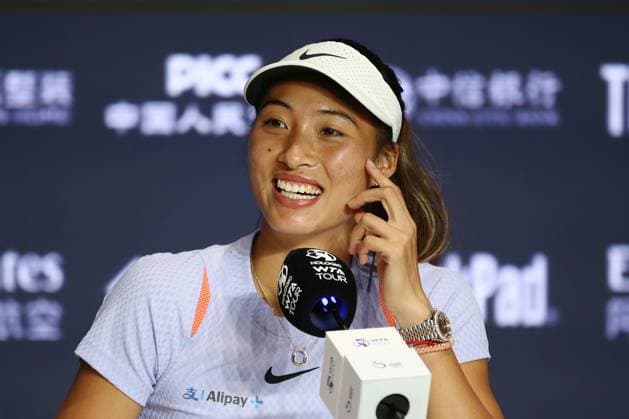 BEIJING, CHINA - SEPTEMBER 24: Zheng Qinwen of China talks to the media on day two of 2024 China Open at National Tennis Center on September 24, 2024 in Beijing, China.  Copyright: xVCGx 111519844570