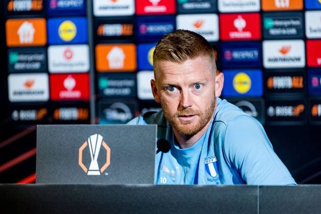 240925 Anders Christiansen of Malmö FF during a press conference with Malmö FF on September 25, 2024 in Malmö Photo Christian Örnberg BILDBYRAN COP 166 CO0470 fotboll football soccer fotball uefa europa league presskonferens press conference malmö ff bbeng  Copyright: CHRISTIANxÖRNBERG BB240925CO047