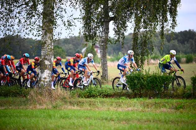 OMLOOP VAN HET HOUTLAND 2024 LICHTERVELDE, BELGIUM - SEPTEMBER 25 : Welten Bram (NED) of Team dsm-firmenich PostNL, Degenkolb John (GER) of Team dsm-firmenich PostNL pictured during the Omloop van het Houtland 2024 Cycling race with start in Eernegem and finish in Lichtervelde (195,3km). On September 25, 2024 in Lichtervelde, Belgium, 25 09 2024 Lichtervelde Belgium  Copyright: xGvgx