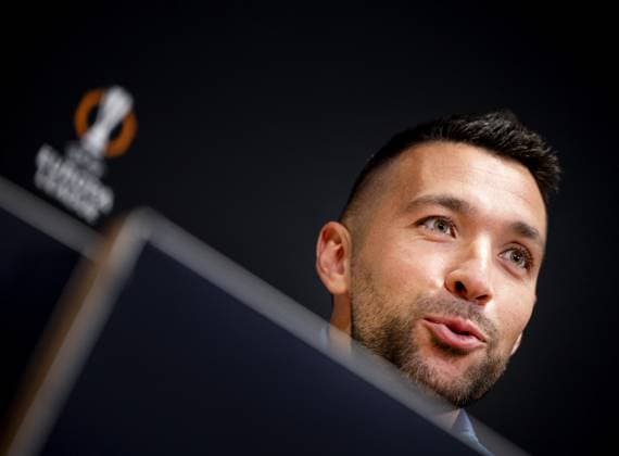 AMSTERDAM - Ajax coach Francesco Farioli during a press conference, PK, Pressekonferenz at the Johan Cruyff ArenA ahead of the Europa League match with Besiktas. ANP KOEN VAN WEEL xVIxANPxSportx xxANPxIVx 509348657 originalFilename: 509348657.jpg