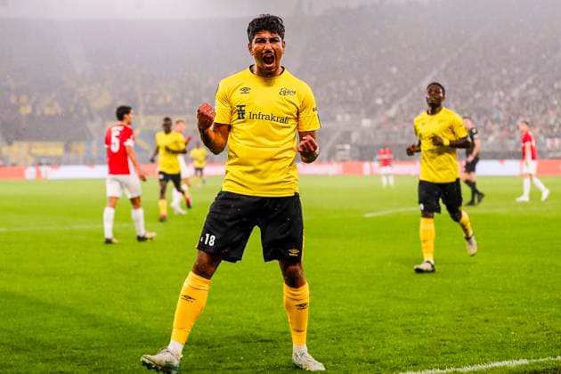 ALKMAAR - 25-09-2024, AFAS Stadium. UEFA Europa League, season 2024 2025 during the match AZ - Elfsborg. Elfsborg player Ahmed Qasem celebrating the goal. AZ - Elfsborg  x26338455x Copyright: