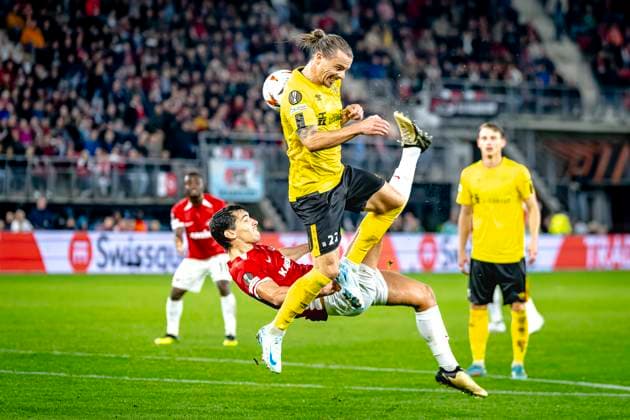 AZ Alkmaar defender Alexandre Penetra, during the match AZ Elfsborg at the AZ Stadium for the UEFA Europa League League phase Matchday 1 season 2024 2025 in ALKMAAR, Netherlands on 25 september 2024, photo by Marcel van Dorst EYE4images DeFodi Images Defodi 746 190492 Defodi-746
