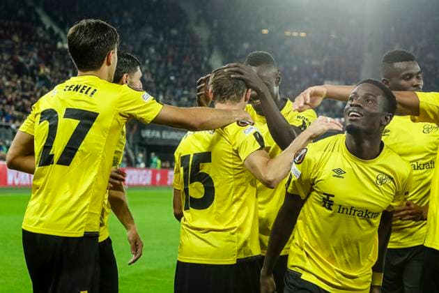 ALKMAAR - 25-09-2024, AFAS Stadium. UEFA Europa League, season 2024 2025 during the match AZ - Elfsborg. Elfsborg player Simon Hedlund celebrating the goal. 2-2. AZ - Elfsborg  x26338818x Copyright: