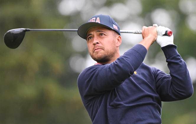 September 25, 2024, Montreal, Pq, Canada: United States team member Xander Schauffele tees off during a practice round at the Presidents Cup at Royal Montreal Golf Club in Montreal, Wednesday, September 25, 2024. Canada News - September 25, 2024  - ZUMAc35_ 20240925_zaf_c35_030 Copyright: xGrahamxHughesx