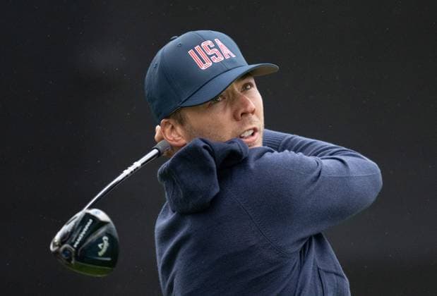September 25, 2024, Montreal, Pq, CANADA: United States team member Sam Burns tees off on the 11th hole during practice at the Presidents Cup golf tournament at the Royal Montreal Golf Club, Wednesday, Sept. 25, 2024 in Montreal. Canada News - September 25, 2024  - ZUMAc35_ 20240925_zaf_c35_055 Copyright: xChristinnexMuschix