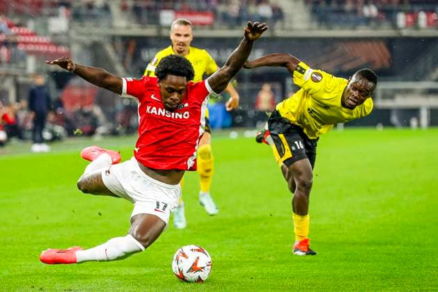 ALKMAAR 25 09 2024, AFAS Stadium UEFA Europa League, season 2024 2025 during the match AZ Elfsborg az7, Elfsborg player Timothy Noor Ouma fotboll football soccer fotball uefa europa league az alkmaar elfsborg bbeng  Copyright: SONNYxLENSEN BB240925BB482