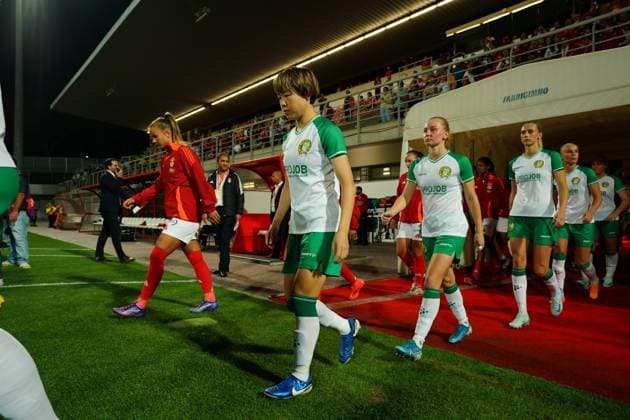 240925 Asato Miyagawa of Hammarby ahead of the UEFA Women s Champions League football match between Benfica and Hammarby on September 25, 2024 in Lisbon Photo Gualter Fatia BILDBYRAN kod XZ XZ0190 fotboll football soccer fotball champions league benfica hammarby dam bbeng  Copyright: GUALTERxFATIA BB240925BB636