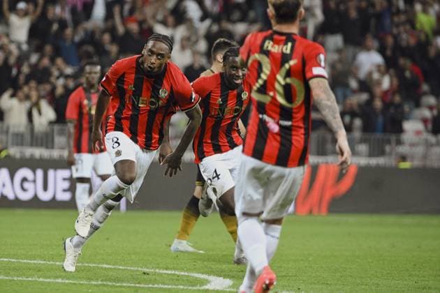 joy of Midfielder ROSARIO Pablo (OGC Nice) after mark a goal. OGC Nice (FRA) vs Real Sociedad (ESP), C3 J1 Europa League in Allianz Riviera Stadium, NICE, France, on 25 September 2024. FOOTBALL : OGC Nice vs Real sociedad - Europa League - C3 - J1 - 09 25 24 FredDides Panoramic 