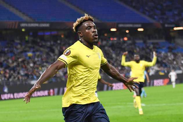 UEFA Europa League, Dynamo Kiev vs S S Lazio Rome 25 09 2024, Volksparkstadion, Hamburg, UEFA Europa League, Dynamo Kiev vs S S Lazio Rome in the picture Fisayo Dele Bshiru Lazio 07 scores the goal to make it 2 0 for Lazio and cheers nordphotoxGmbH xWitke nph00002