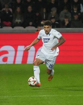 Europa League, FC Midtjylland vs TSG 1899 Hoffenheim 25 09 2024, MCH Arena, Herning, Europa League, FC Midtjylland vs TSG 1899 Hoffenheim , in the picture Valentin Gendrey Hoffenheim Herning MCH Arena Denmark ,EDITORIAL USE ONLY