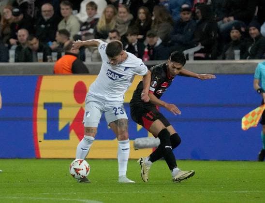 Europa League, FC Midtjylland vs TSG 1899 Hoffenheim 25 09 2024, MCH Arena, Herning, Europa League, FC Midtjylland vs TSG 1899 Hoffenheim , in picture Adam Hlozek Hoffenheim Herning MCH Arena Denmark ,EDITORIAL USE ONLY
