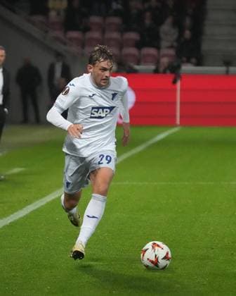 Europa League, FC Midtjylland vs TSG 1899 Hoffenheim 25 09 2024, MCH Arena, Herning, Europa League, FC Midtjylland vs TSG 1899 Hoffenheim , in the picture Jacob Bruun Larsen Hoffenheim Herning MCH Arena Denmark ,EDITORIAL USE ONLY