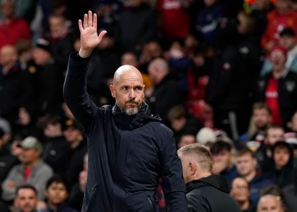 Manchester, England, 25th September 2024. Erik ten Hag manager of Manchester United, ManU acknowledges the crowd during the UEFA Europa League match at Old Trafford, Manchester. Picture credit should read: Andrew Yates Sportimage EDITORIAL USE ONLY. No use with unauthorised audio, video, data, fixture lists, club league logos or live services. Online in-match use limited to 120 images, no video emulation. No use in betting, games or single club league player publications. SPI-3332-0047